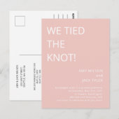 Carte Postale Faire-part de Mariage rose-blanc rustique moderne (Devant / Derrière)