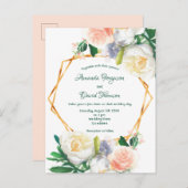 Carte Postale Faire-part de mariage rose pâle (Devant / Derrière)