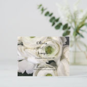 Carte Postale faire-part de mariage, roses frais blancs, modèle (Debout devant)