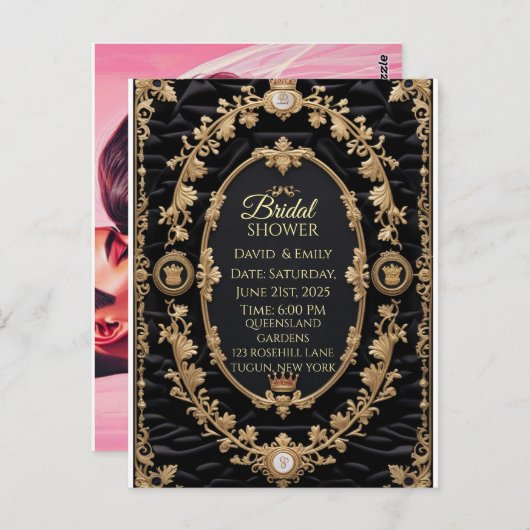 Carte Postale Faire-part de mariage royale (Devant / Derrière)