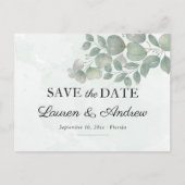 Carte Postale Faire-part de mariage simple avec feuillage d'euca (Devant)