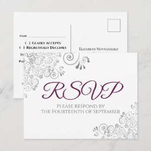 Carte Postale Faire-part de mariage simple et élégant Cassis arg