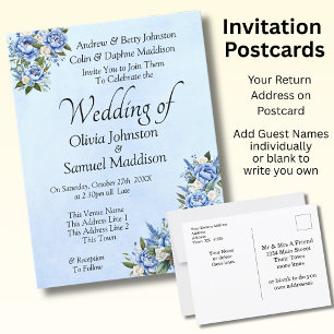 Carte Postale Faire-part de mariage Suite Blue Peony sur mariage