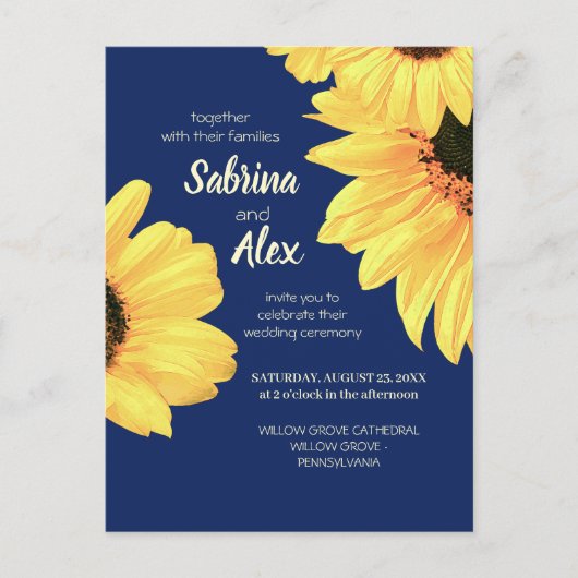 Carte postale Faire-part de mariage Sunflower Wate (Devant)