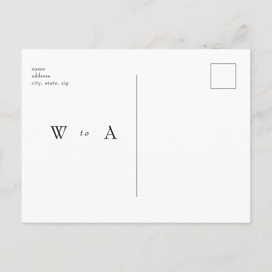 Carte Postale Faire-part de mariage texte simple B/N (Dos)
