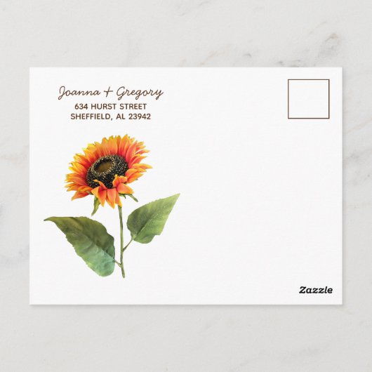 Carte Postale Faire-part de mariage tournesol (Dos)