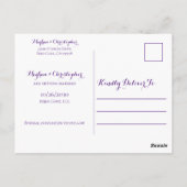 Carte Postale Faire-part de mariage Tournesol Bois Violet Rustiq (Dos)