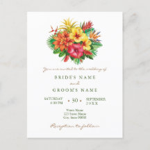 Faire-part de mariage tropicale fleurie colorée