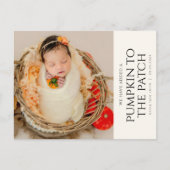 Carte Postale Faire-part de naissance automne simple (Devant)