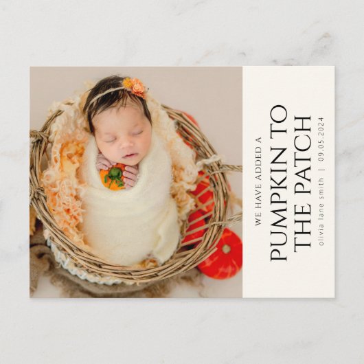 Carte Postale Faire-part de naissance automne simple (Devant)