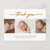 Carte Postale Faire-part de naissance avec 3 photos au script él (Devant)