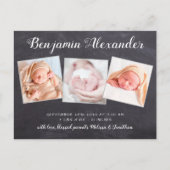 Carte Postale Faire part de naissance avec 3 photos sur tableau  (Devant)
