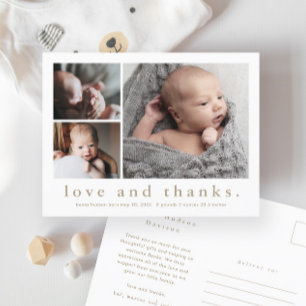 Carte Postale Faire-part de naissance avec photo bébé Love and T