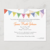 Carte postale Faire-part de naissance bébé (Dos)