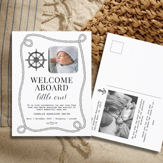 Carte postale Faire-part de naissance bébé à thème