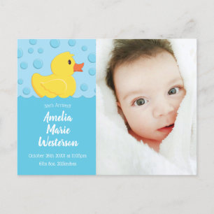 Carte Postale Faire-part de naissance bébé en caoutchouc