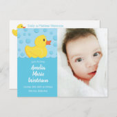 Carte Postale Faire-part de naissance bébé en caoutchouc Ducky (Devant / Derrière)