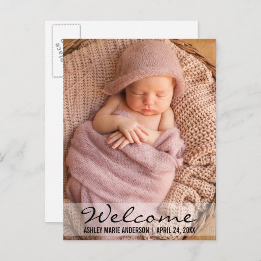 Carte postale Faire-part de naissance bébé moderne (Devant / Derrière)