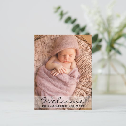 Carte postale Faire-part de naissance bébé moderne (Debout devant)