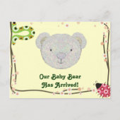 Carte postale Faire-part de naissance bébé ours (Devant)