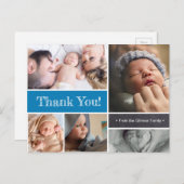 Carte Postale Faire-part de naissance Bébé personnalisé bleu Mer (Devant / Derrière)