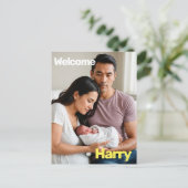 Carte Postale faire-part de naissance bébé personnalisé - minimu (Debout devant)