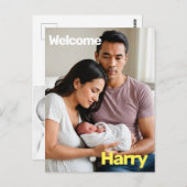 Carte Postale faire-part de naissance bébé personnalisé - minimu (Devant / Derrière)