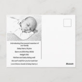 Carte Postale faire-part de naissance bébé personnalisé - minimu (Dos)