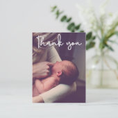 Carte Postale Faire-part de naissance bébé vertical et Merci (Debout devant)