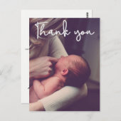 Carte Postale Faire-part de naissance bébé vertical et Merci (Devant / Derrière)