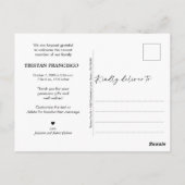 Carte Postale Faire-part de naissance Bienvenue Petit Bébé Doux (Dos)