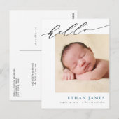 Carte postale Faire-part de naissance Calligraphie (Devant / Derrière)