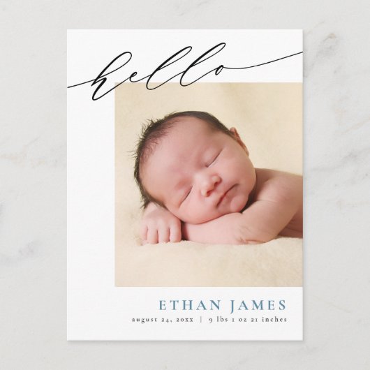 Carte postale Faire-part de naissance Calligraphie (Devant)