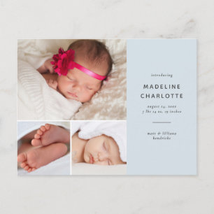 Carte Postale Faire-part de naissance Collage photo de bébé garç