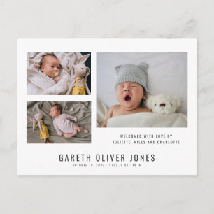 Carte Postale Faire-part de naissance Collage Photo Garçon