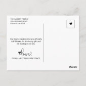 Carte Postale Faire-part de naissance de bébé au style moderne a (Dos)