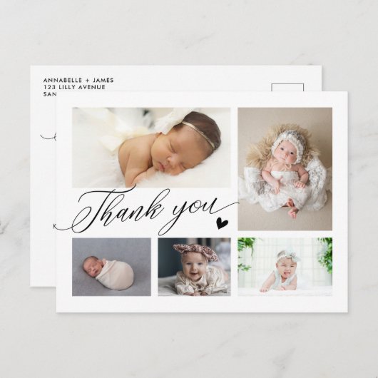 Carte Postale Faire part de naissance de bébé avec un script Mer (Devant / Derrière)