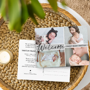 Carte Postale Faire-part de naissance de bébé doux Bienvenue