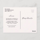 Carte Postale Faire-part de naissance de bébé fille avec lettrag (Dos)