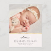 Carte Postale Faire-part de naissance de bébé fille avec lettrag (Devant)