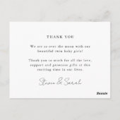 Carte Postale Faire-part de naissance de bébés jumeaux photo amo (Dos)