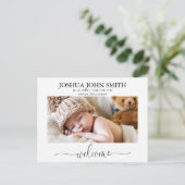 Carte Postale Faire-part de naissance de calligraphie de bienven (Debout devant)