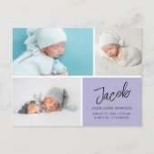 Carte Postale Faire-part de naissance de grille de photos modern (Devant)