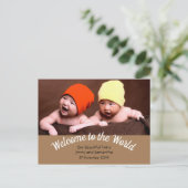 Carte Postale Faire-part de naissance de jumeaux photo (Debout devant)