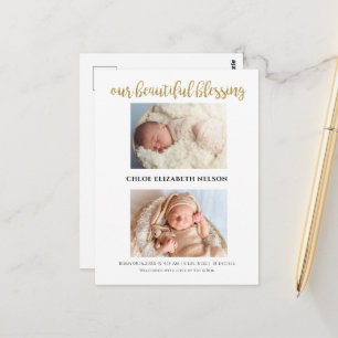 Carte Postale Faire-part de naissance de notre bébé une belle bé