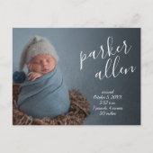 Carte Postale Faire-part de naissance de script élégant (Devant)