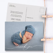 Carte Postale Faire-part de naissance de script Merci photo bébé