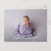 Carte Postale Faire-part de naissance de script Merci photo bébé (Devant)