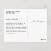 Carte postale Faire-part de naissance de script mo (Dos)