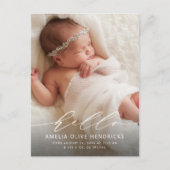 Carte postale Faire-part de naissance de script mo (Devant)